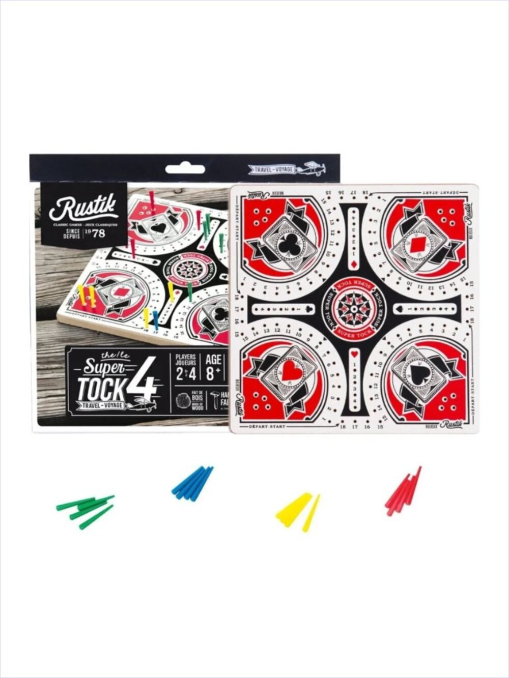 Made in Canada Rustik Classic Travel  Board Game - Super Tock 4 Bilingual Age 8+
